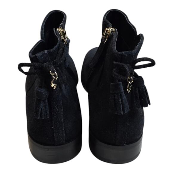 KATE SPADE Saddle Bootie Black Suede Ankle Boots Sz Side Zip 7 B Tassle $248 - Picture 7 of 13